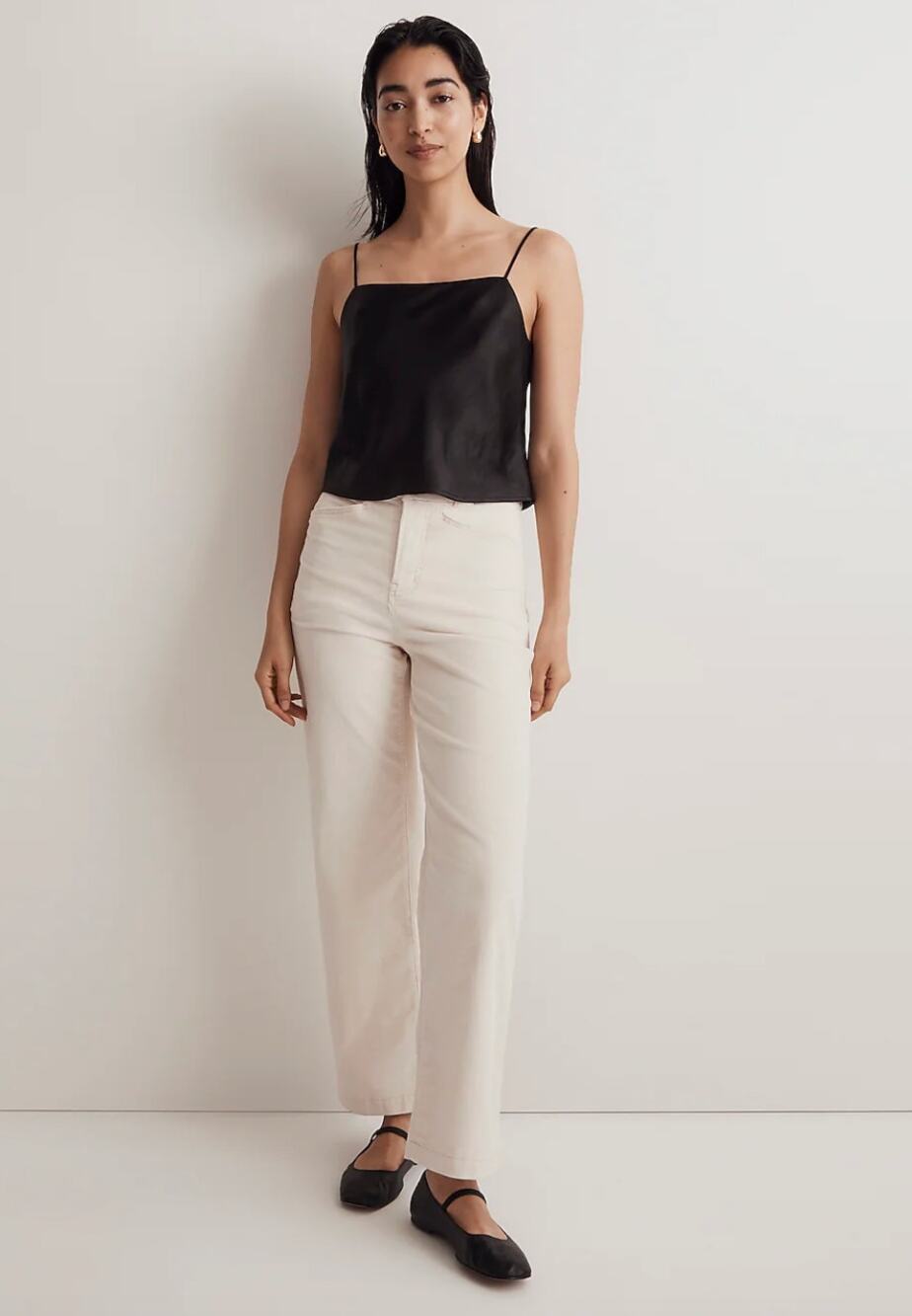 Madewell NEW Emmett 2.0 Wide-Leg High Waist Pants Corduroy Antique Cream Size 31